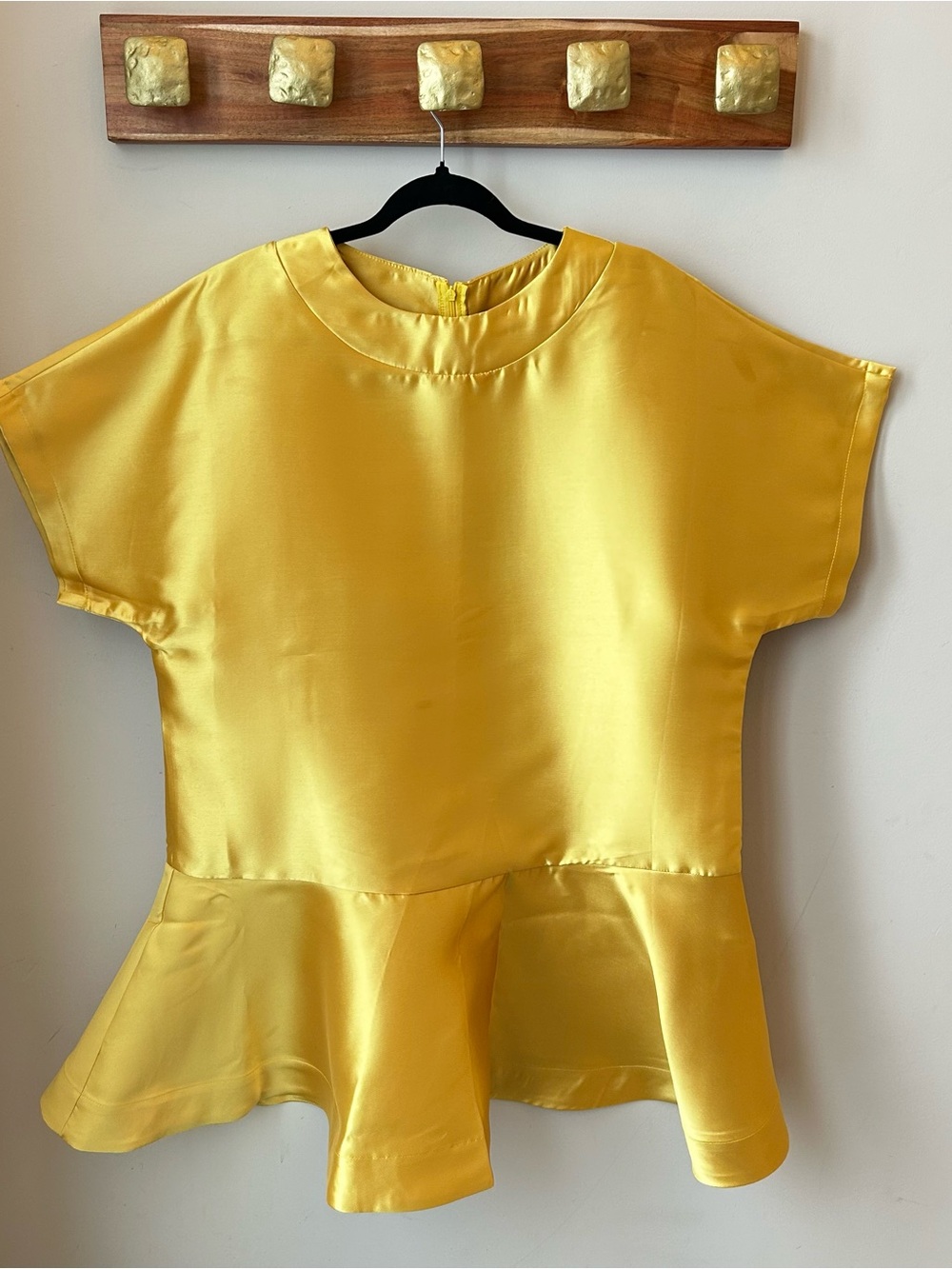 STYLEWE Satin Golden Yellow Peplum Top Plus Size NWT